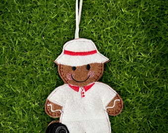 Lawn bowls gingerbread man/lady hanging decoration, gift, tree decoration, Christmas, birthday, retirement,