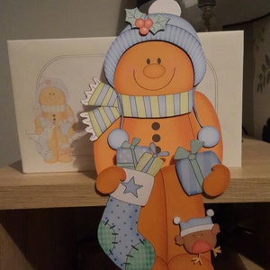 Gingerbread man, baby blue, christmas card, decoration, keepsake, merry christmas, on the shelf card and envelope, advent image 1