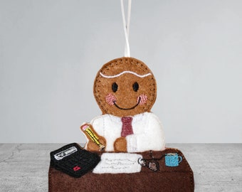Male Accountant, gingerbread man, hanging decoration, tree decoration, Christmas, birthday, retirement, new job