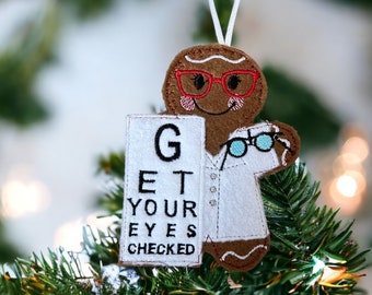 Optician/optometrist gingerbread girl/lady hanging decoration, gift, tree decoration, Christmas, birthday, retirement