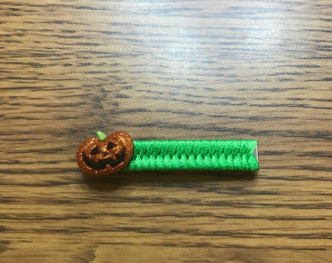 Sparkley pumpkin double bar barrette