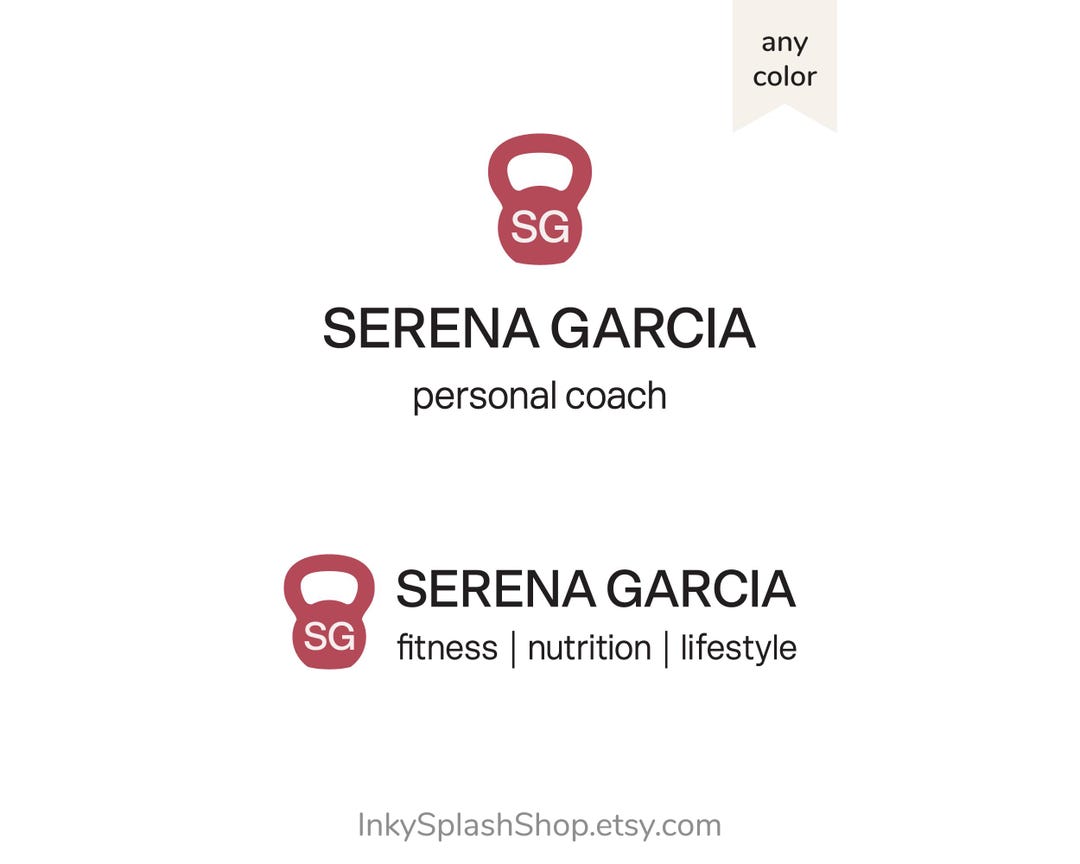 Fitness Coach Logo Kettlebell and Initials Premade Logo Design Personal ...