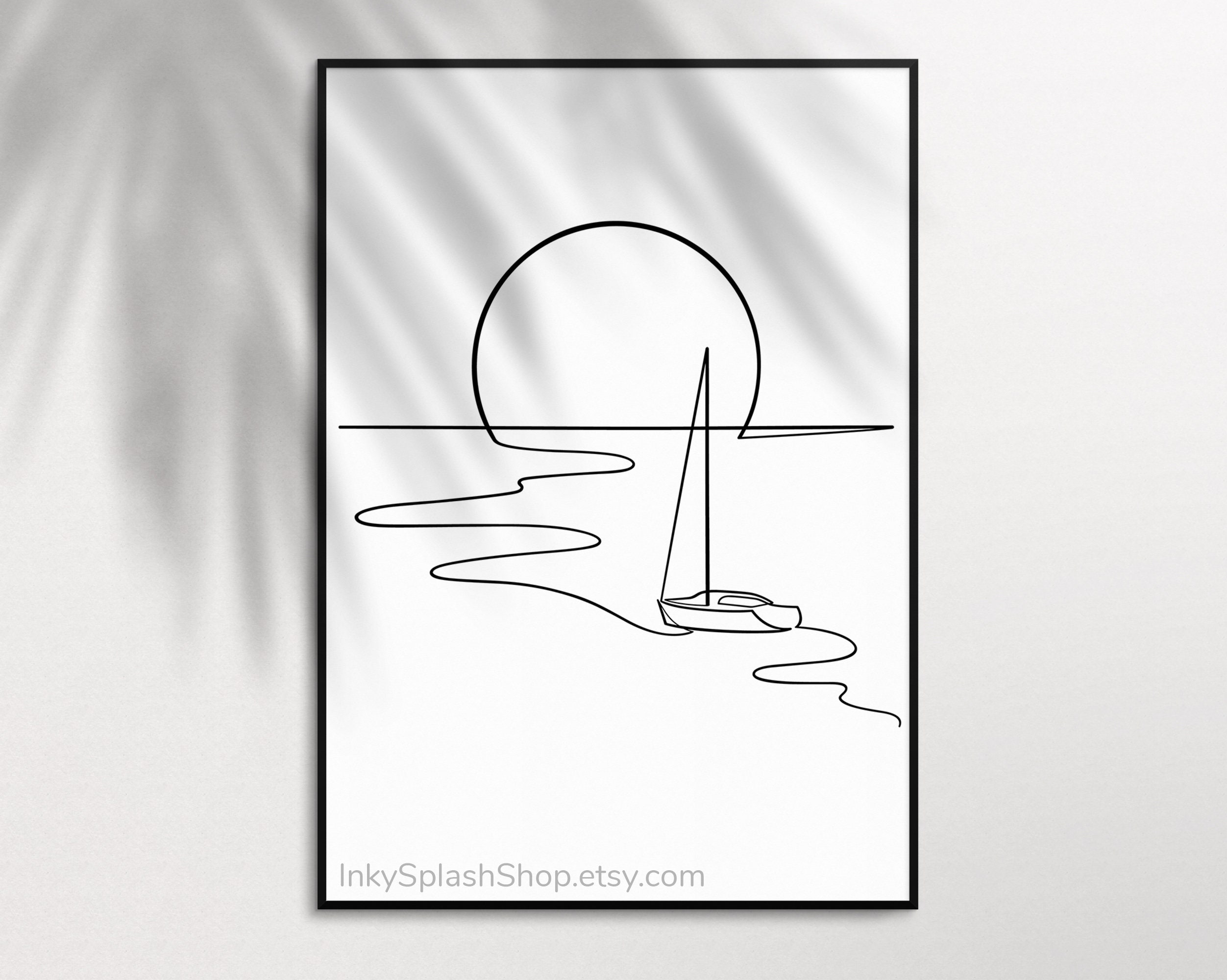 Sunset One Line Drawing