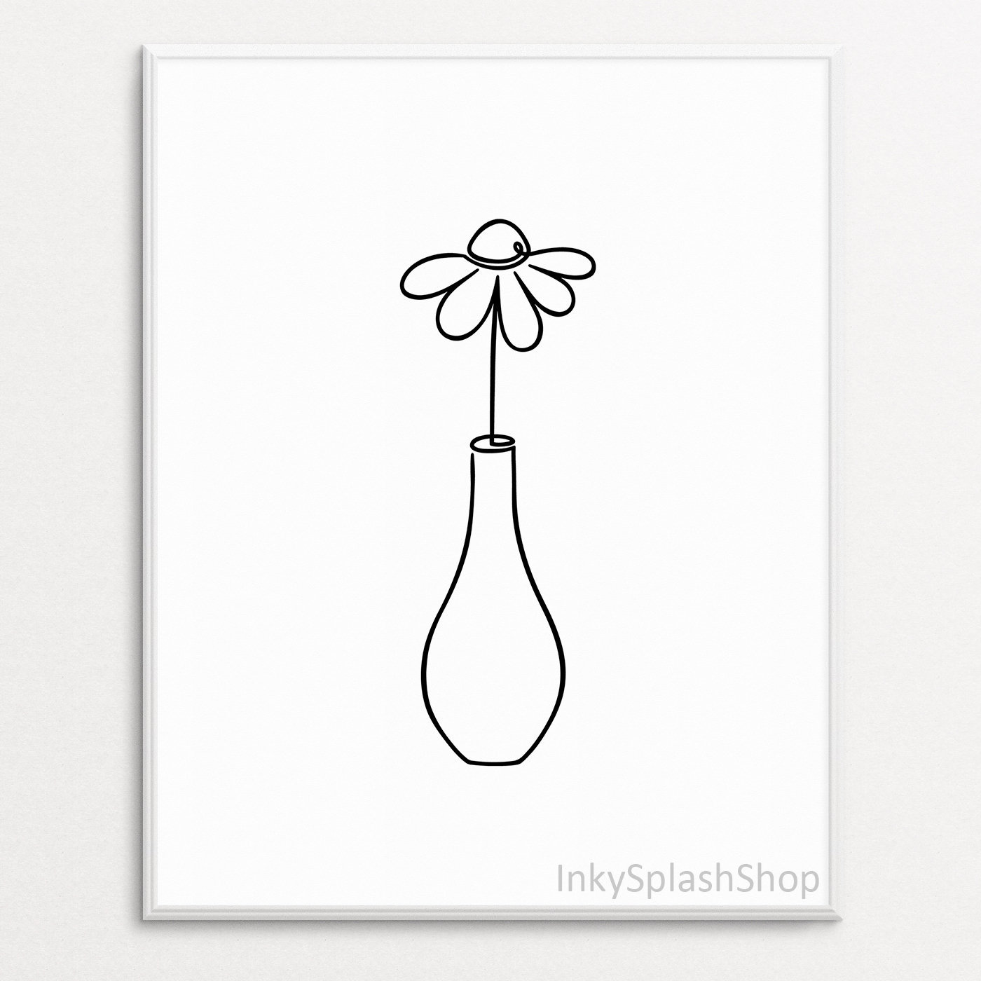 Daisy Line Art PRINTABLE Flower Vase Simple Drawing Minimalist Floral