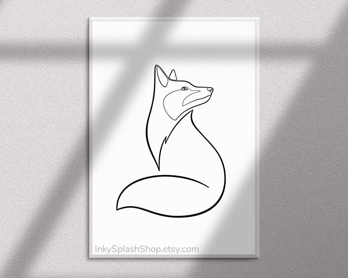 Fox Printable Art Minimalist Continuous Line Drawing Modern Woodland ...