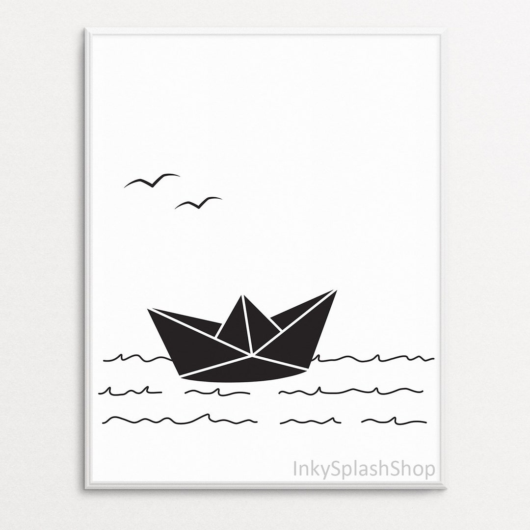 Paper Boat Printable Nautical Nursery Wall Art Paper Ship Print Kids