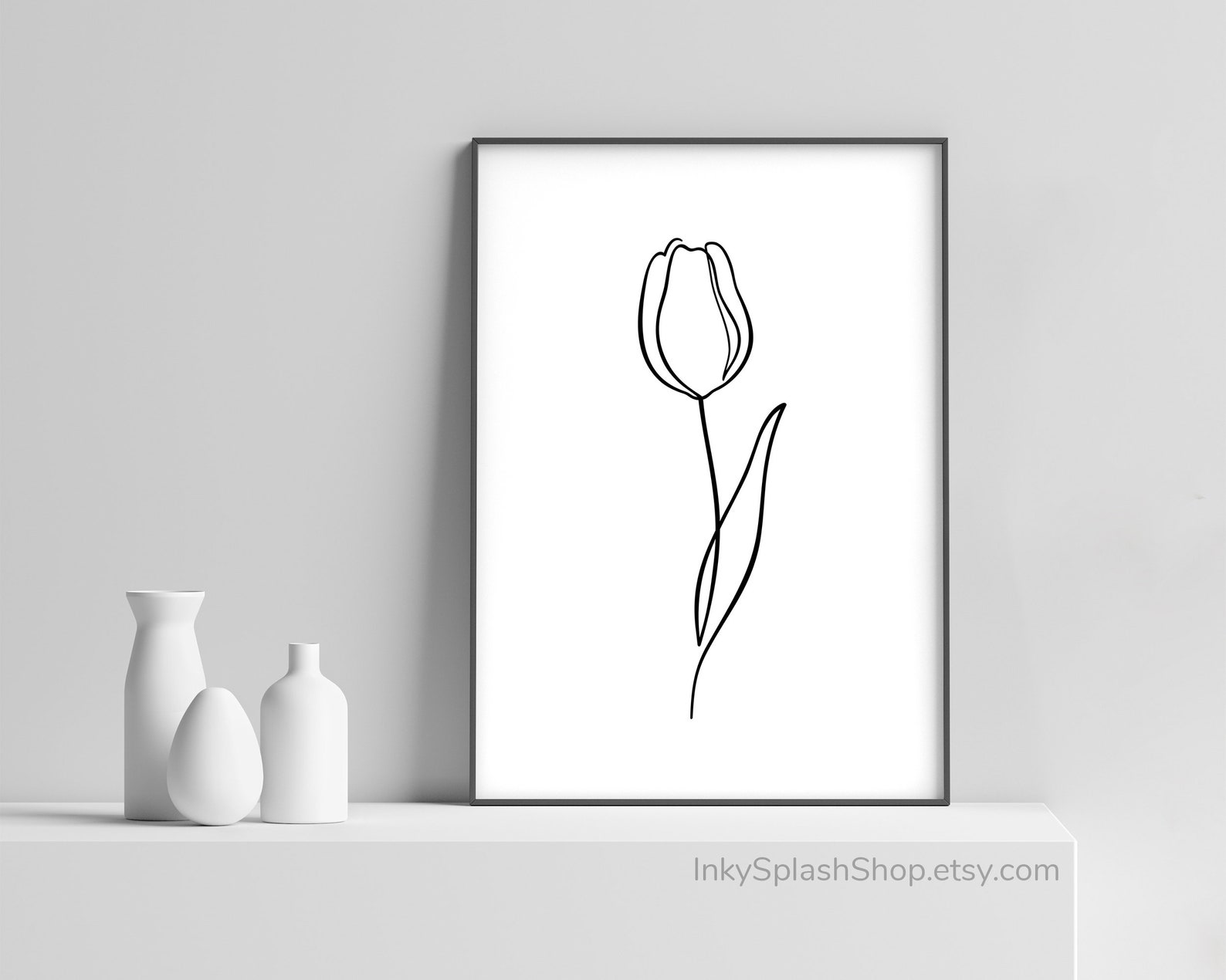Tulip Flower Minimalist Print Floral Wall Art Printable Continuous Line ...