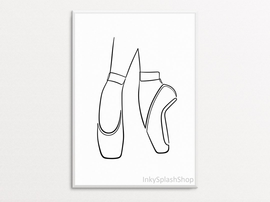 Ballet Pointe Shoes One Line Art Printable Minimalist - Etsy