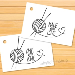 Etichette stampabili fatte a maglia con amore Buoni regalo fatti con amore Etichette per attività artigianali per confezioni di prodotti all'uncinetto Etichette per maglieria per articoli fatti a mano