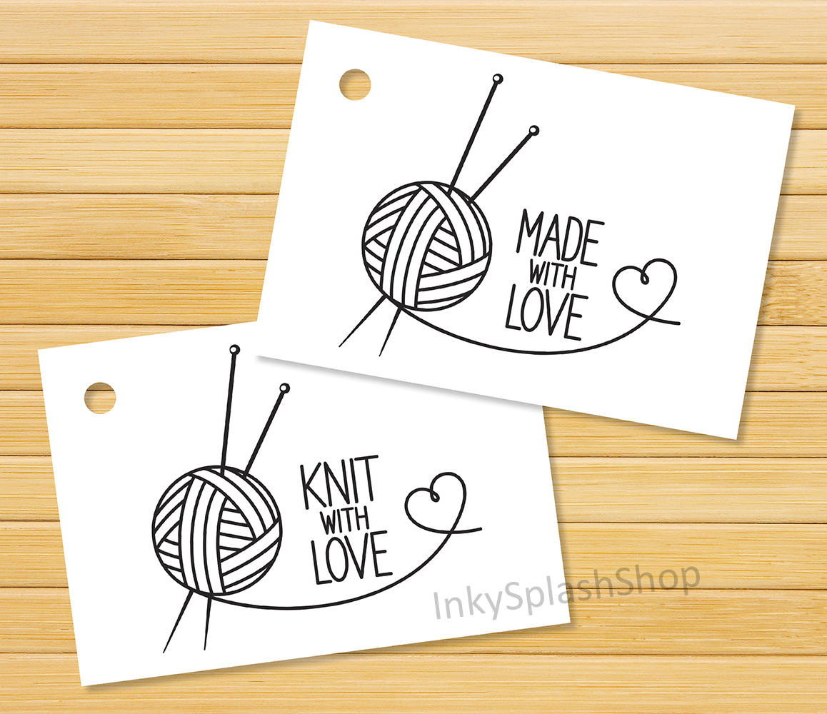 Knit With Love Tags Printable Made With Love Gift Cards Craft Business Knit With Love Tags Printable Made With Love Gift Cards Craft Business