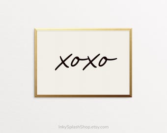 Xoxo typography print. Minimal chic poster. Scandinavian bedroom printable wall art. Neutral Valentines day decor