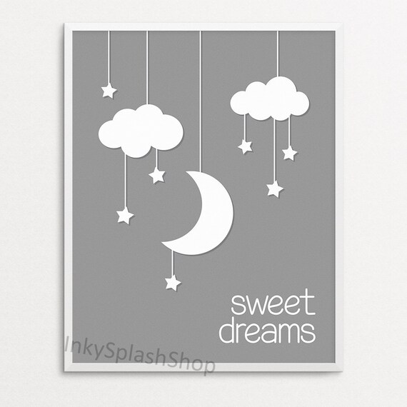 moon and stars nursery wall art