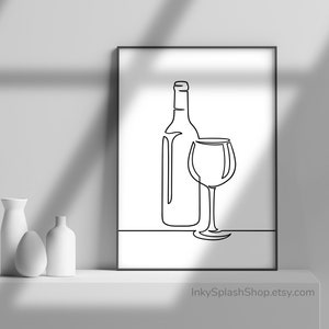 Minimalist Wine One Line Art – Modern Wall Decor for Home Bar & Kitchen, Digital Download image 9