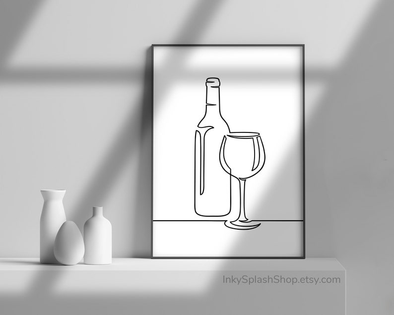 Minimalist Wine One Line Art – Modern Wall Decor for Home Bar & Kitchen, Digital Download image 9