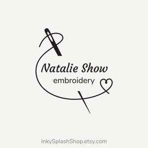 Nählogo Nadel, Faden & Herz vorgefertigtes Logo für Schneider, Näherin, Kleidung, Stickerei Handmade with love Etikett für den Handwerksbetrieb