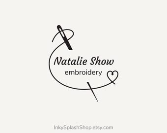 Nählogo Nadel, Faden & Herz vorgefertigtes Logo für Schneider, Näherin, Kleidung, Stickerei Handmade with love Etikett für den Handwerksbetrieb
