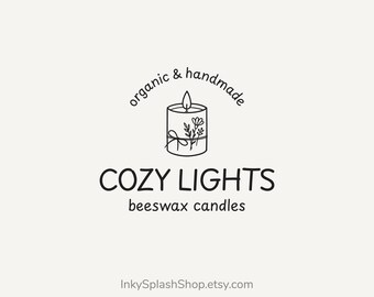 Personalized Flowers Logo for Candle Maker - Natural, Beeswax, Scented Handmade Candles Branding