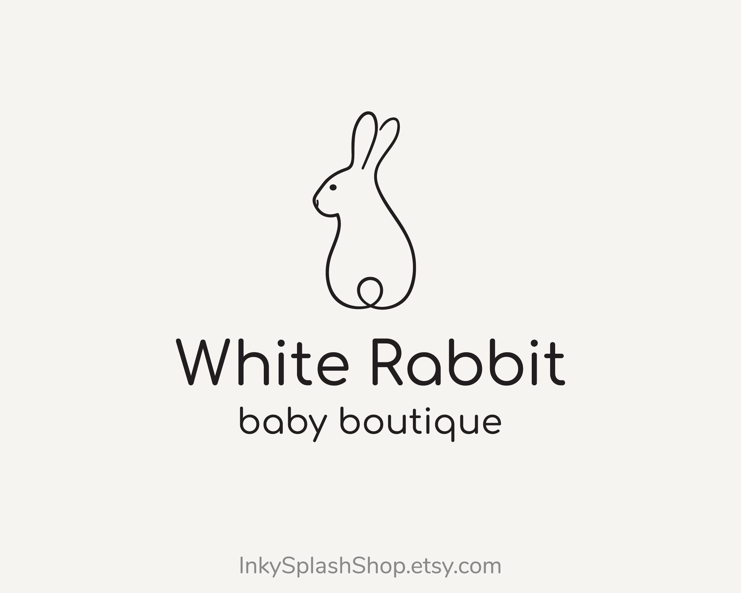 Minimalist Rabbit premade logo. Personalized Bunny logo for kids brand or pet services business
