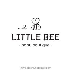 Bee premade logo Funny cute honeybee logo design for homemade honey & beeswax products, kids boutique, craft shop Customized bumblebee logo