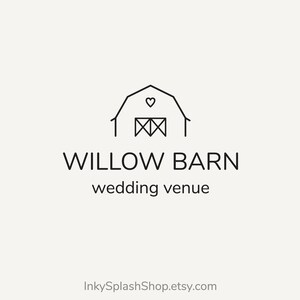 Logotipo minimalista de corazón de granero para bodas y eventos - Diseño personalizado prediseñado