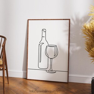 Minimalist Wine One Line Art – Modern Wall Decor for Home Bar & Kitchen, Digital Download image 4