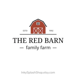 Red barn logo Premade farm logo Customized logo for organic farming, farmers market, craft store, locally grown food, rustic event venue