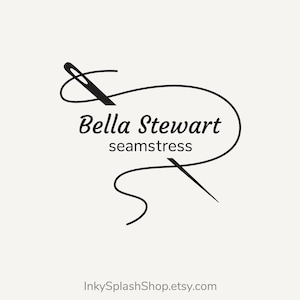 Sewing Premade logo Needle and thread Customized logo for tailor, seamstress, clothes designer Embroidery, patchwork, quilting business logo