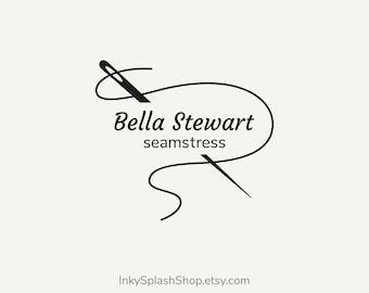 Needle and thread Premade logo. Personalized design for sewing and hand craft business branding