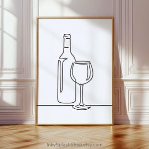 Minimalist Wine One Line Art – Modern Wall Decor for Home Bar & Kitchen, Digital Download image 8