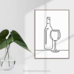 Minimalist Wine One Line Art – Modern Wall Decor for Home Bar & Kitchen, Digital Download image 7