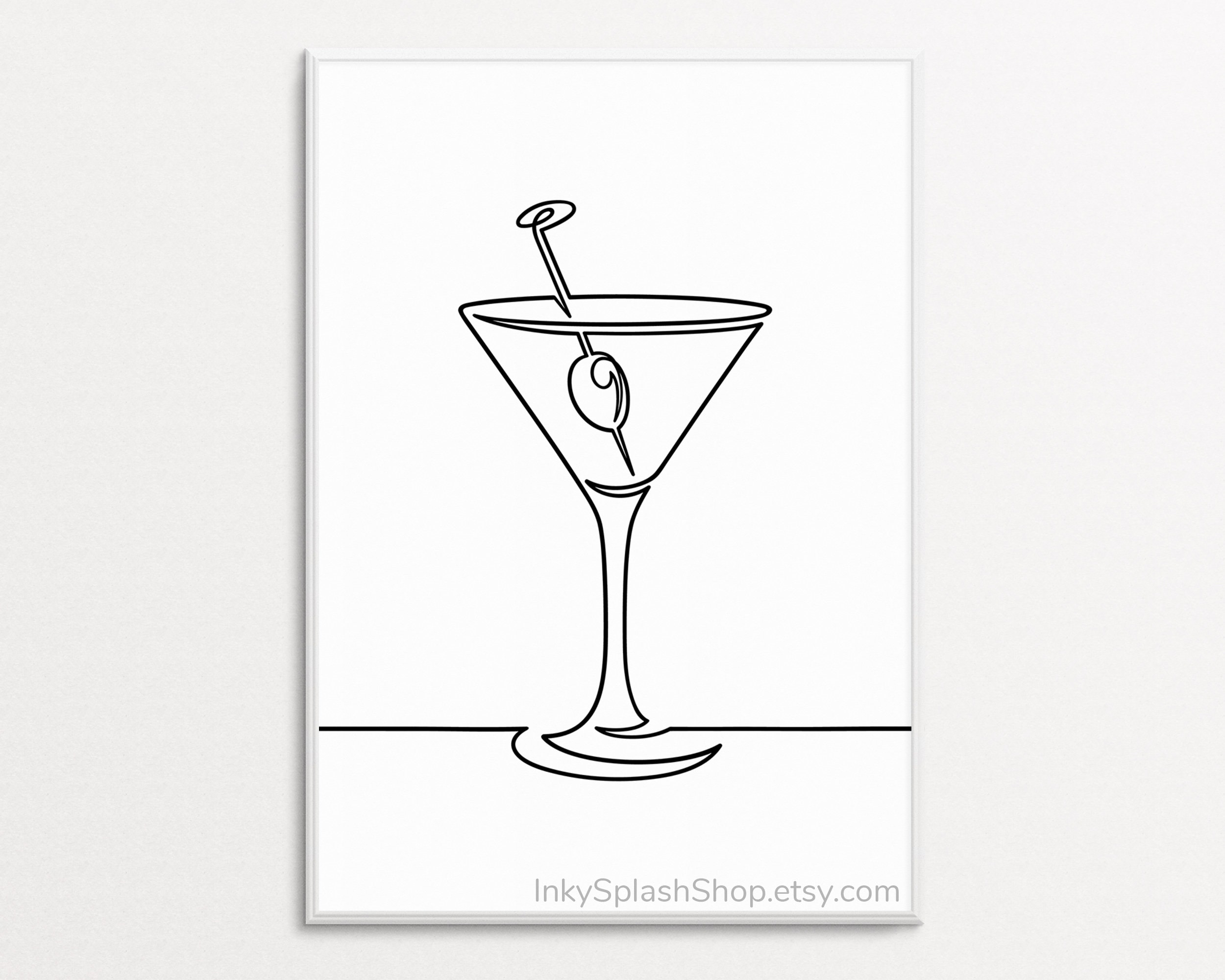 Cocktail One Line Art Printable Martini Glass Minimalist Drawing Print  Scandinavian Kitchen Home Bar Decor Alcohol Drink Black White Poster - Etsy