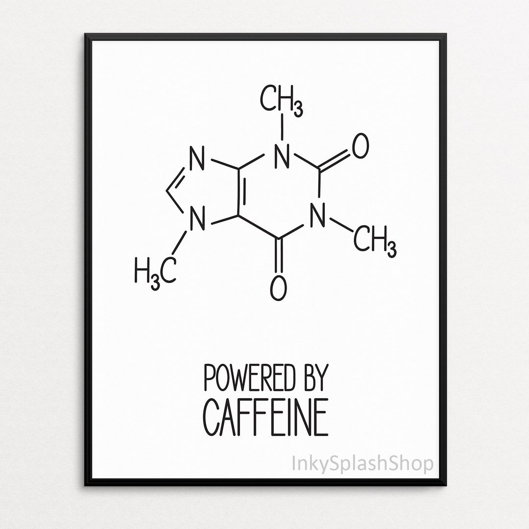 Coffee Print Powered by Caffeine Molecule Poster Kitchen Decor Nerd ...