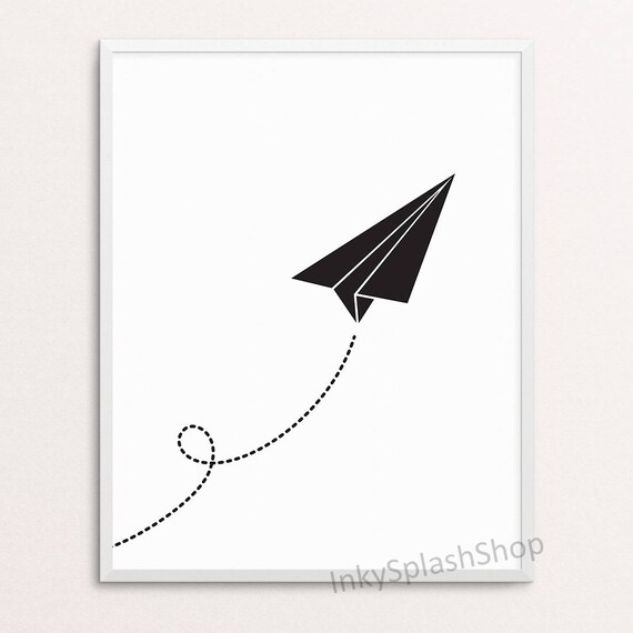 Paper Plane Minimalist Wall Art Printable Modern Bedroom Decor Teen Kids Room Art Black And White Nursery Print Playroom Scandinavian Poster