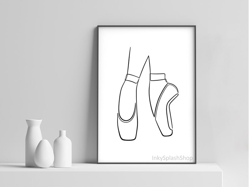 Ballet Pointe Shoes One Line Art Printable Minimalist - Etsy