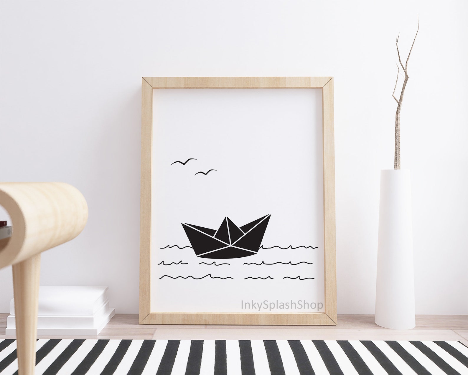 Paper Boat Printable Nautical Nursery Wall Art Paper Ship Print Kids