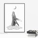 Whale and Moon Drawing Printable Humpback Whale Breaching - Etsy