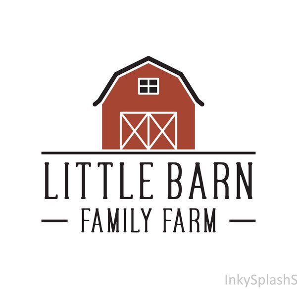 Red barn logo Premade farm logo Customized logo for organic farming, farmers market, craft store, locally grown food, rustic event venue