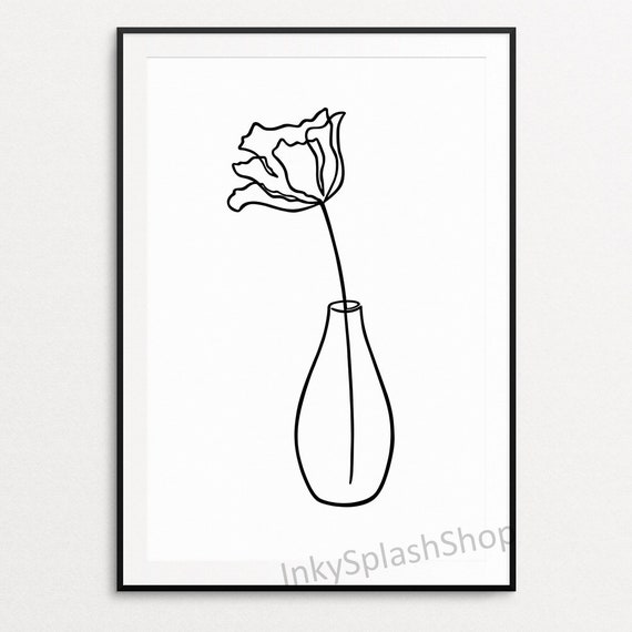 Minimaliste Fleur Imprimer Un Dessin Floral Simple Vase Mural Art Abstrait Botanique Affiche Féminine Chambre Modern Living Mur Chambre