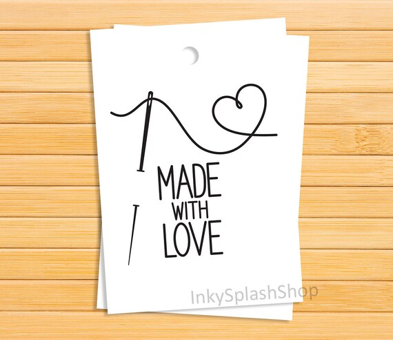 Sewn With Love Tags Printable. Made With Love Product Tags. Gift