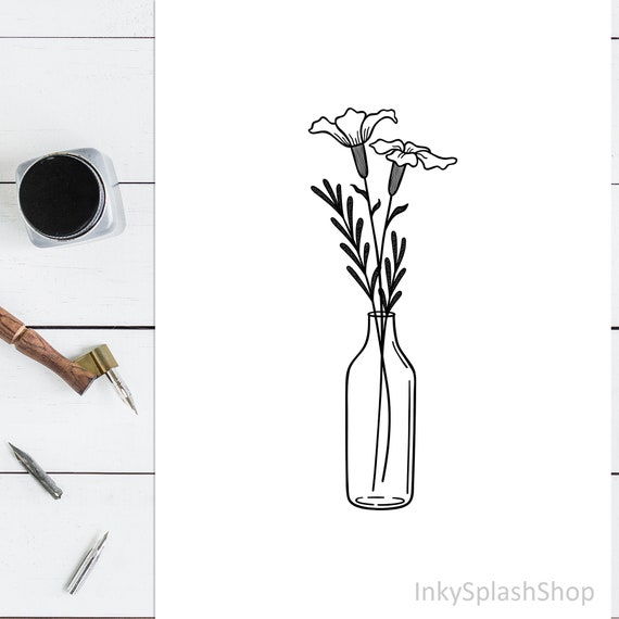 Flowers In Vase Drawing Printable Minimalist Wall Art Wildflowers In Bottle Print Simple Floral Poster Scandinavian Home Room Decor Download