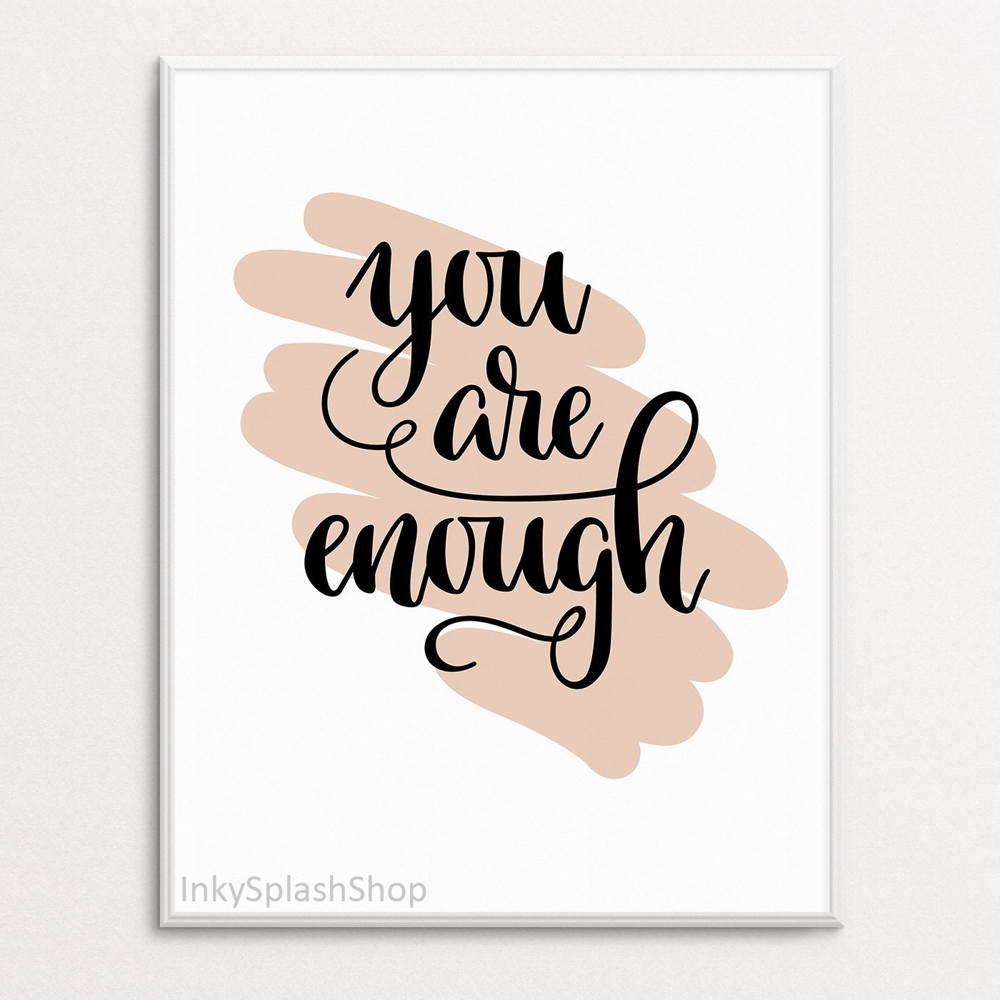 You Are Enough Print Inspirational Quote Printable Modern Bedroom Wall ...