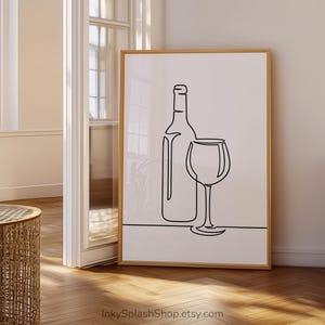 Minimalist Wine One Line Art – Modern Wall Decor for Home Bar & Kitchen, Digital Download image 6