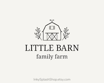 Floral Barn logo. Premade Personalized design for farming, gardening, florist business. Wedding venue branding