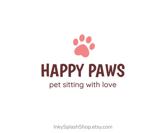 Paw Heart Print Personalized Logo for Pet Services – Pet Sitting, Dog Walking, Veterinary Care