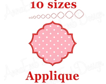 Frame applique embroidery design. Scallop applique embroidery design. Scalloped Frame. Scallop Monogram. Frame embroidery design.