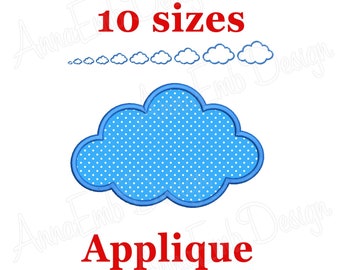 Diseño de bordado de aplicaciones en la nube. Diseño de bordado en la nube. Nube mini. Diseño de bordado de máquina. Silueta de nube. Puntos rellenos de nube.