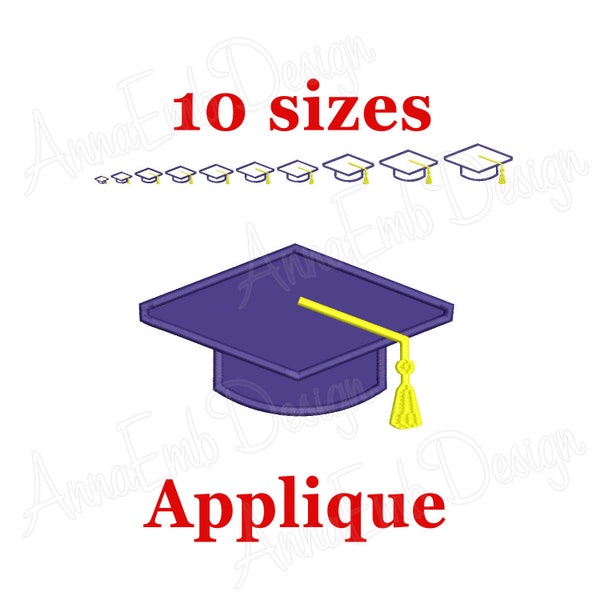 Graduation Hat Applique Embroidery design. Graduation Hat Embroidery design. Graduation Cap design. Machine Embroidery Design.