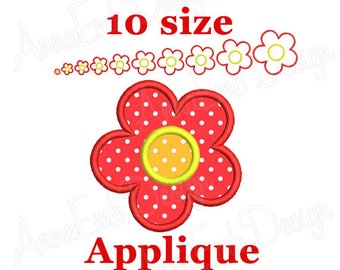 Flower applique embroidery design. Daisy applique design. Machine embroidery.  Baby applique design. Girl applique design. Summer applique.