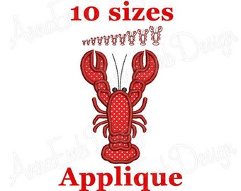 Lobster Applique Embroidery design. Lobster mini Embroidery. Lobster design. Machine Embroidery Design. Crawfish Applique Embroidery design
