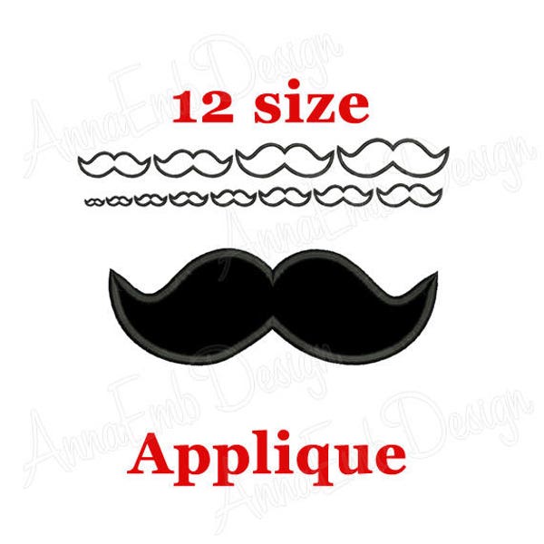 Moustache Applique broderie Design. Mini moustaches. Motif de broderie moustache. Motif de broderie machine. Conception de pères.